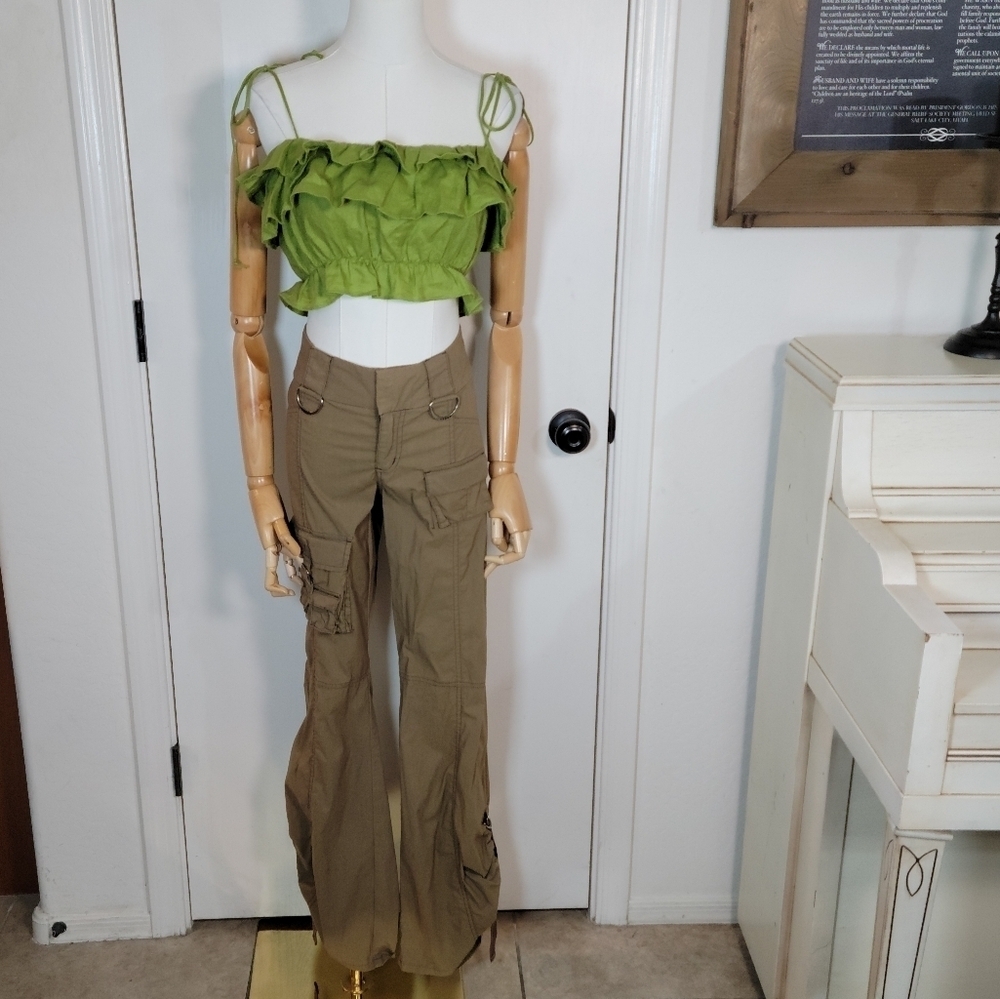 Reformation Ruskin Green Linen Crop Top XS Cottagecore Tank